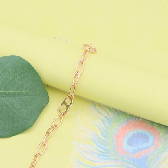 "Rose Gold Chain Bracelet with 'B' Initial Charm for Women, XPBL1129 - Picture 3 of 12